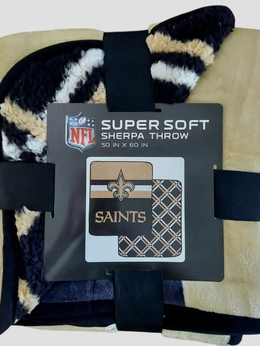 New Orleans Saints Sherpa Throw 60 x 50 Super Soft Blanket New NFL Pegasus